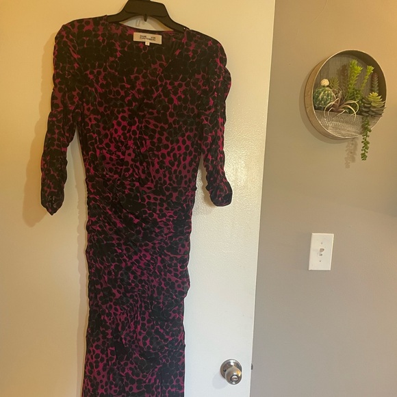 DVF Brielle Ruched Mesh Midi Dress - Picture 1 of 9